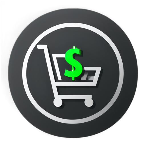 A shopping cart & dollar sign sympol for map in game (inside circular frame-shape) - icon | sticker