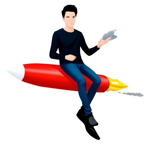 Pavel Durov, 3D, flying on a rocket, universe, sitting on a rocket - icon | sticker