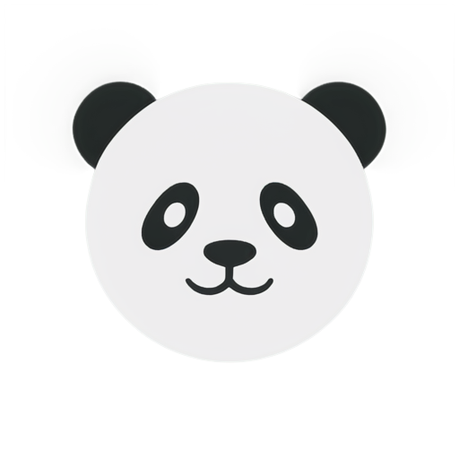 A pandas face, super simplistic, grey and white, modern logo - icon | sticker