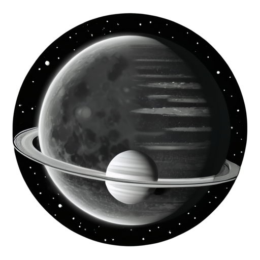 solar planetary system black and white - icon | sticker