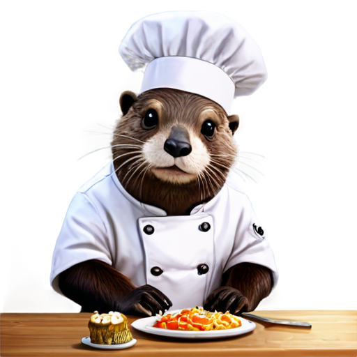 Chef otter in a restaurant. Hyper realistic - icon | sticker