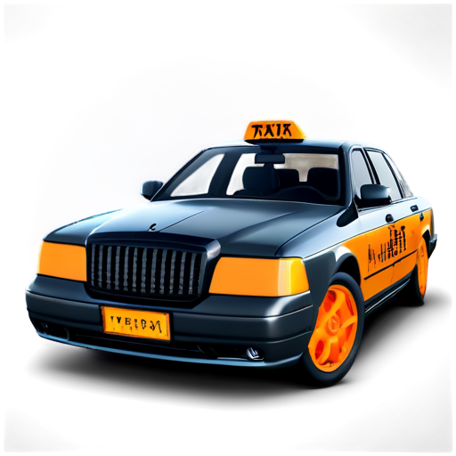 A complex 3D render of an ultra-detailed, taxi icon with orange and black colors, beautiful studio soft light, rim light, vibrant details.lace, hyperrealistic, elegant, beautiful background, octane render, H. R. Giger style, 8k - icon | sticker