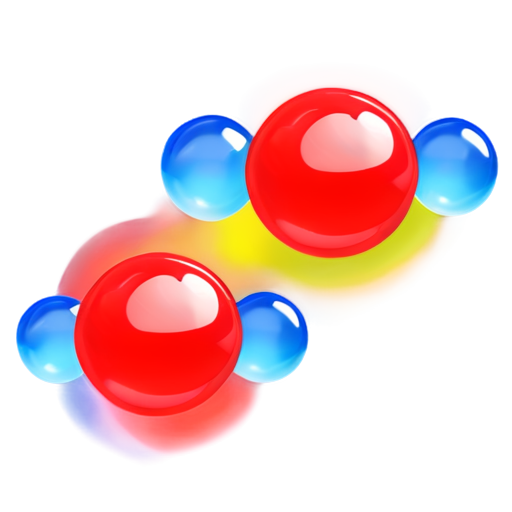 Flat blue background. On foreground two balls splash each other. One ball dark blue. Second ball red. Under each ball lay trail - icon | sticker