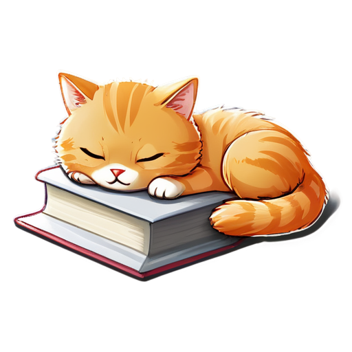 create orange sleeping cat "zzzzzzz" what will lie on book on the cover of this book will be written "You are not logged in" - icon | sticker