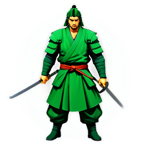 green samurai , 3d , vector style , circle shape , tshirt design - icon | sticker