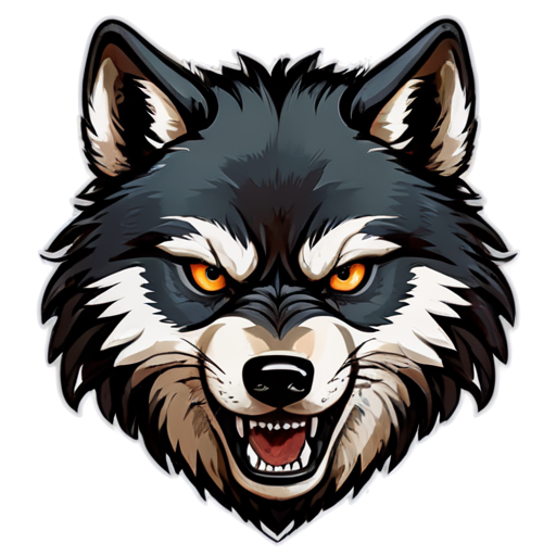 an angry wolf only face - icon | sticker