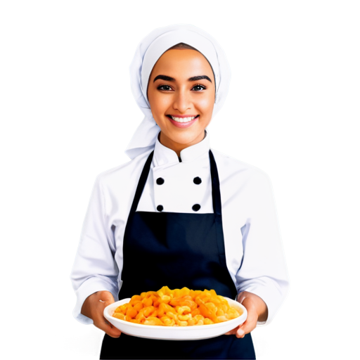 woman chef with hijab and smiling for logo resto - icon | sticker