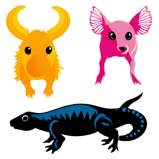 four creatures, vector, abstract, minimalism - icon | sticker