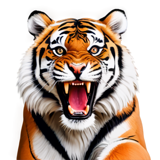 cute gentle crazy tiger aggressive, black - white background tone with orange (red) elements - icon | sticker