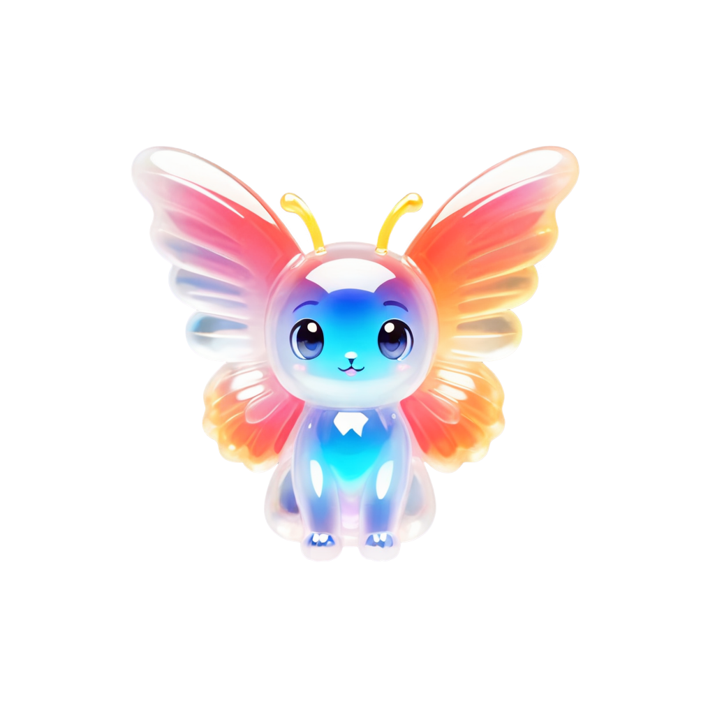 Creature,coral,biomimetic,serene,life form,elusive,tufted-tailed,fuzzy fur,colorful crystal wings,crystal,majestic, - icon | sticker