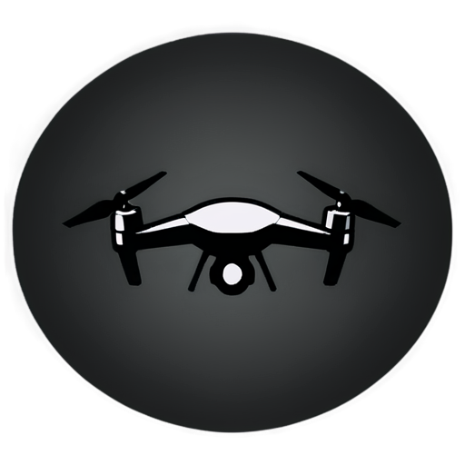 top view of a flying drone logo, black color transparent background - icon | sticker