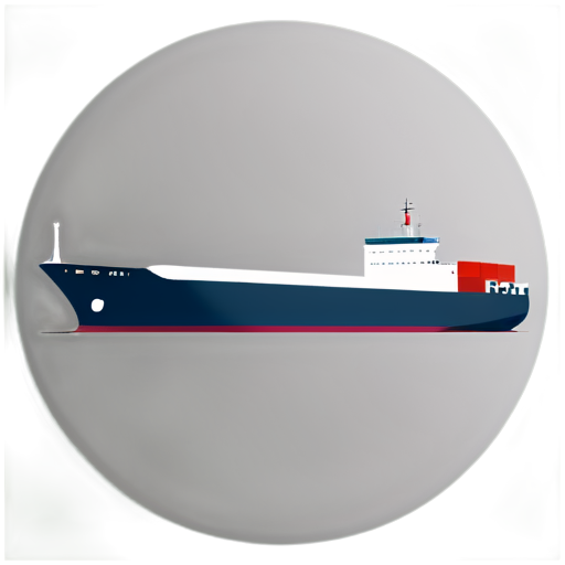 A container ship gracefully navigates the circular route, gliding from left to right with an essence of minimalism, where less detail accentuates its sleek form. - icon | sticker