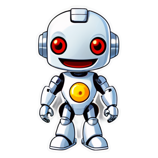 a cute robot smiling with a wrench in his hand - icon | sticker