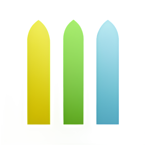 three steles yellow, green and blue. The green one is in the center and is shorter than the yellow and blue ones. - icon | sticker