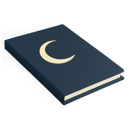 3d Notepad, dark colour, moon on cover - icon | sticker