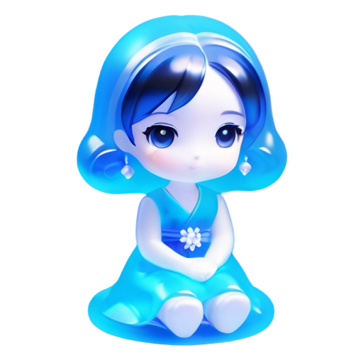 Jasmine in a blue dress siting in a lotos pose - icon | sticker