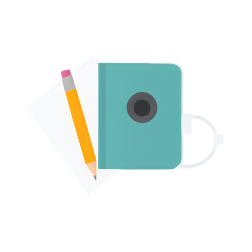 Open Book, Camera, Headphone, Pencil - icon | sticker