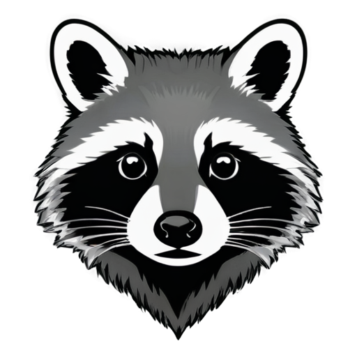 Racoon icon, black outline styke - icon | sticker