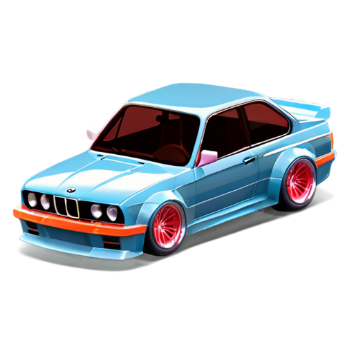 BMW e30 coupe widebody kit, Colorized, flat style - icon | sticker