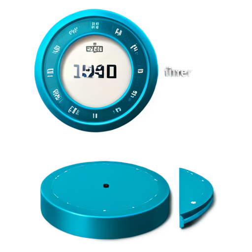 4d Round timer dark turquoise dark blue non white non black 3d tecknick 3d stopwatch very very mach inform tables non analog very small 3d digitall very small millisecond information animations - icon | sticker