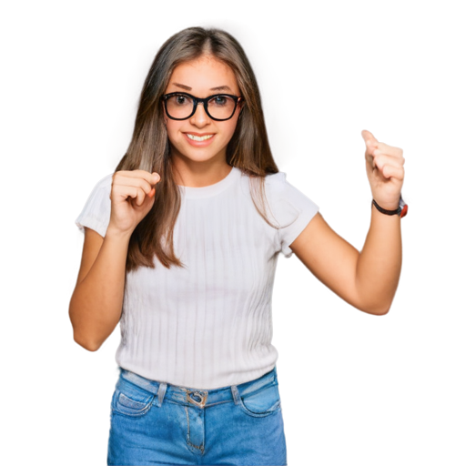 cartoon cute girl in glasses with long brown hair who likes to buy junk - icon | sticker