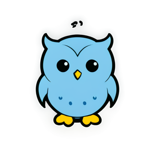 owls head, simple, smiling, child, cute, one-line, 5 colors - icon | sticker