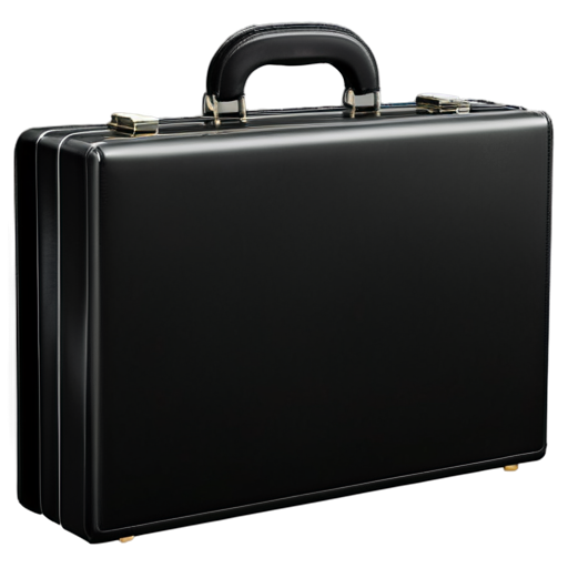 adult briefcase, black, visually appealing, ultra fine details, icon in 3d, render - icon | sticker