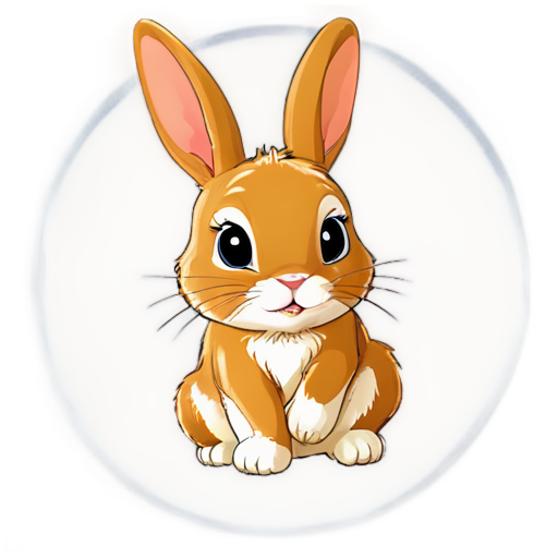 A Rabbit with a transparent background behind it and all in a circle - icon | sticker