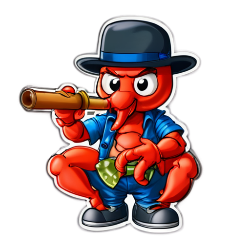 Lobster gangster smoke cigars - icon | sticker