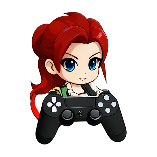 snake with red hair and with playstation controler - icon | sticker