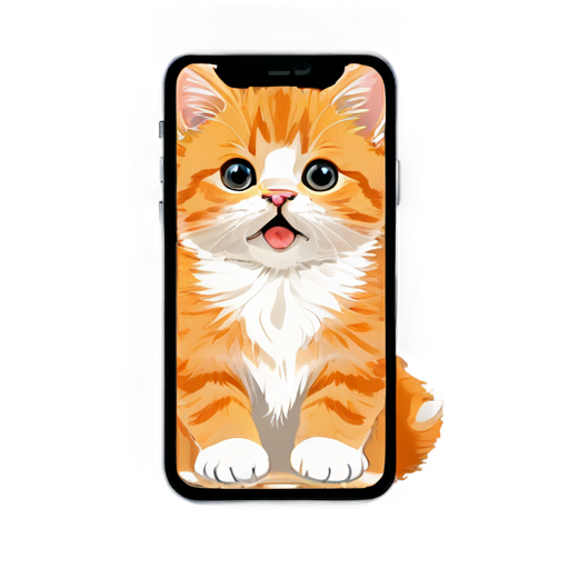 cute kitty that clicks on phone screen with closed mouth - icon | sticker