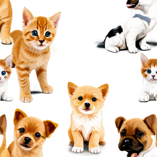 kittens and puppies - icon | sticker