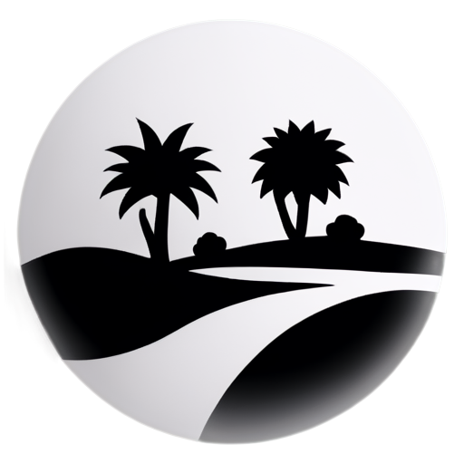 desert oasis in the urban city - black and white simle icon - icon | sticker