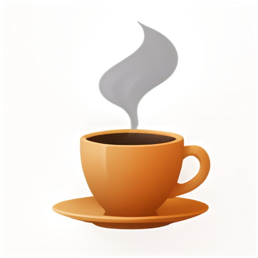 A cup of hot coffee or tea with steam rising from it, placed on a brown surface - icon | sticker