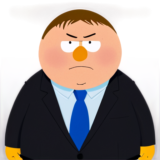 evil smile eric cartman in business suit with blue tie - icon | sticker