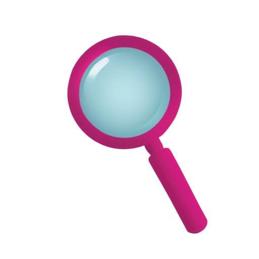 create a picture for the channel about benchmarking and product design you can use a magnifying glasses, pink color - icon | sticker