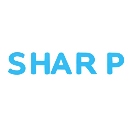 Describe SHARP word. Dark-blue. Geometric - icon | sticker