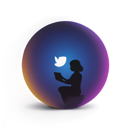 neon girl in sphere with mail from internet sunset background - icon | sticker