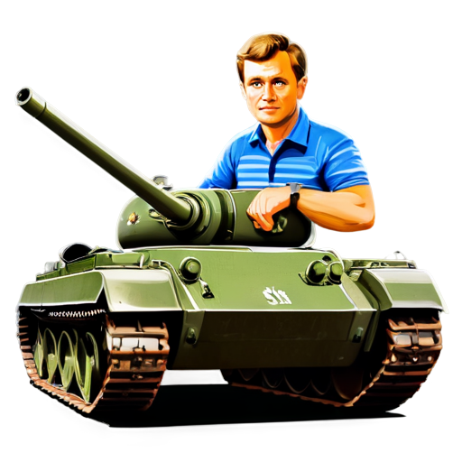 a Russian collective farmer on a Soviet tank cartoon icon for the youtube channel with the caption TaHkucT_TpakTopucT - icon | sticker