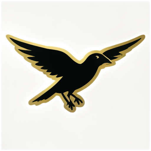 golden black flying bird - icon | sticker