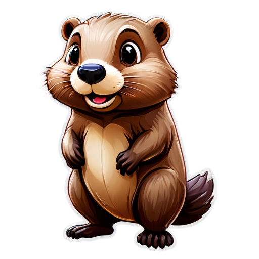 create a beaver in 2d perspective on a white background - icon | sticker