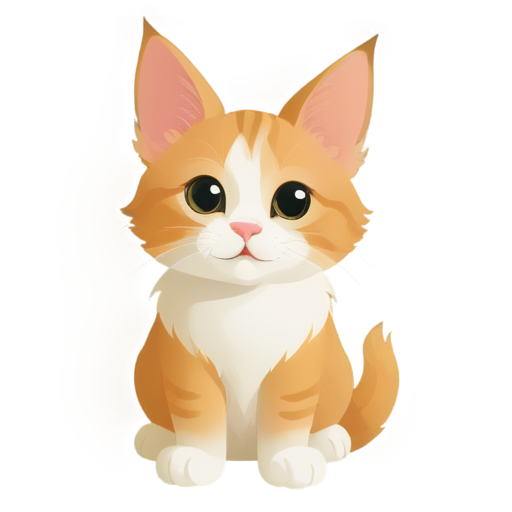 funny cat with fluffy ears - icon | sticker