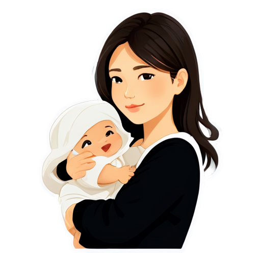 parent with baby hug icon light beige no background - icon | sticker