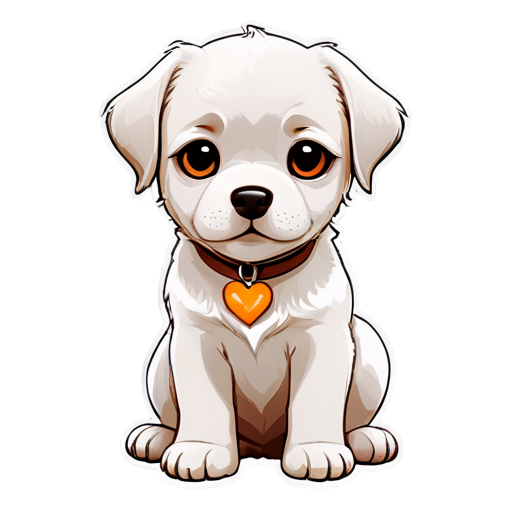 Cartoon,simple orange line-art ,only head,no filled color,white background,simple background,opened eyes,dog,solo,animal focus,animal - icon | sticker