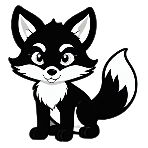 Black and white, furry, fox, logo, claws, abstract, concise - icon | sticker