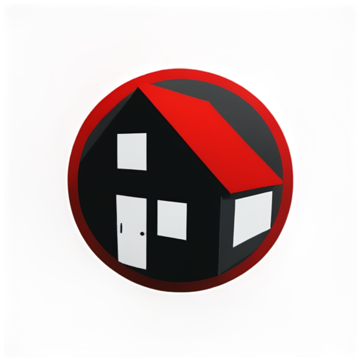 apartment with red and black color - icon | sticker