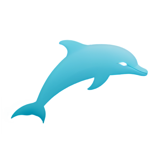 Create a modern and sleek dolphin icon with smooth curves, elegant lines, and a minimalist design. The dolphin should have a dynamic, graceful pose, with a slight wave or splash element to emphasize its aquatic nature. Use a color palette of cool blues and teals, and ensure the dolphin has a polished, glossy finish to convey a sense of beauty and sophistication. - icon | sticker