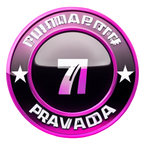 Round image for party community PRAVDA7 looks like photo. Nightclub in magenta colors. And caption or number. - icon | sticker