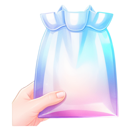 Illustration of a hand partially inside a small pouch, fingers reaching into the opening, with the bag slightly crumpled around the hand, simple and clear depiction with no background details, game-style art. - icon | sticker