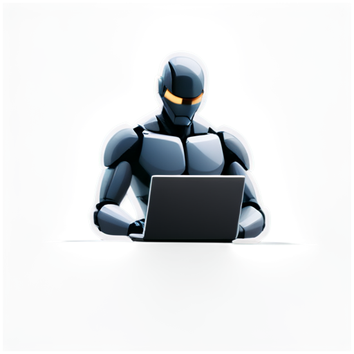 robocop hacker at the laptop - icon | sticker